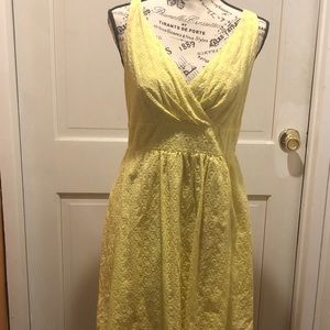 Chaps Yellow Eyelet Dress Size 10